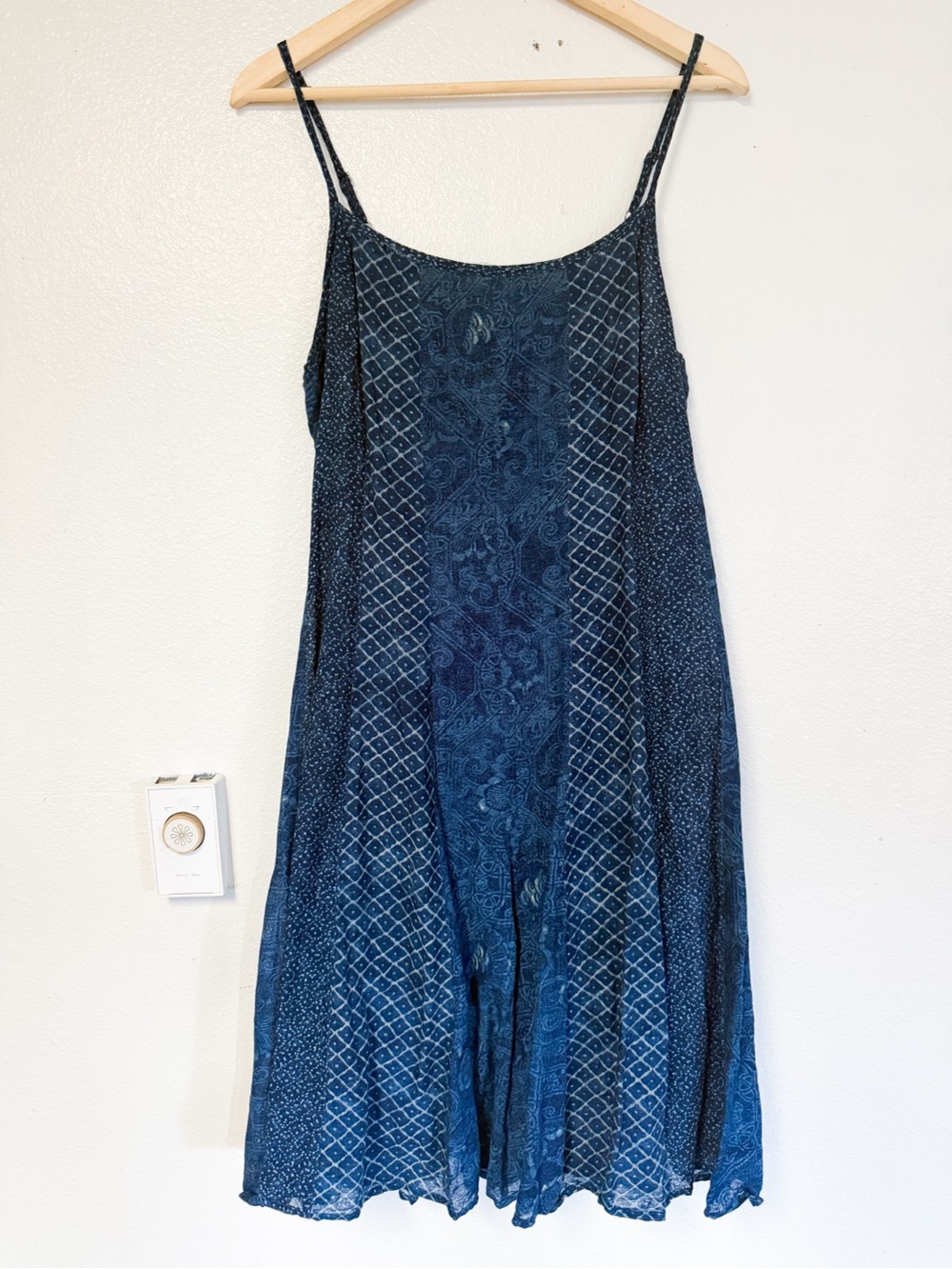 Lauren Ralph Lauren Navy Y2K Patchwork Dress Fairycore Boho Festival 100% Cotton